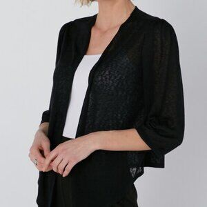 NWT Kim & Co Linen Look Knit 3/4 Length Sleeve Bolero With Ruching